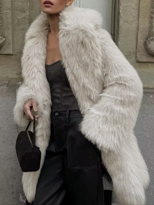 Oversized Fuzzy Women Faux Fur Coat sold by COMMENSE