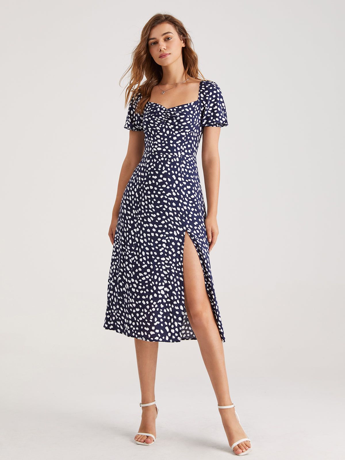 Petals Pattern Slit Floral Midi Dress sold by COMMENSE