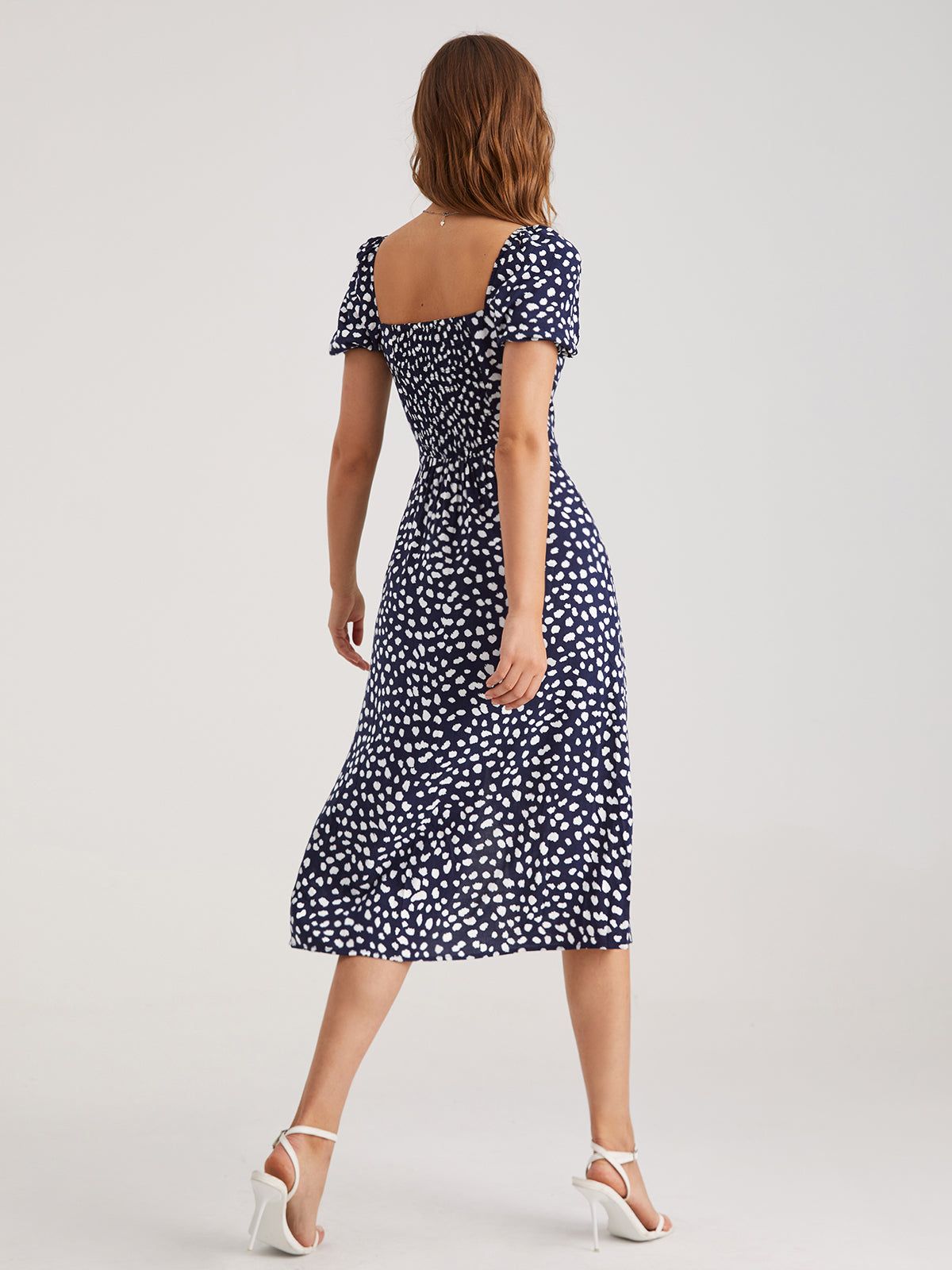 Petals Pattern Slit Floral Midi Dress sold by COMMENSE product image thumbnail 6