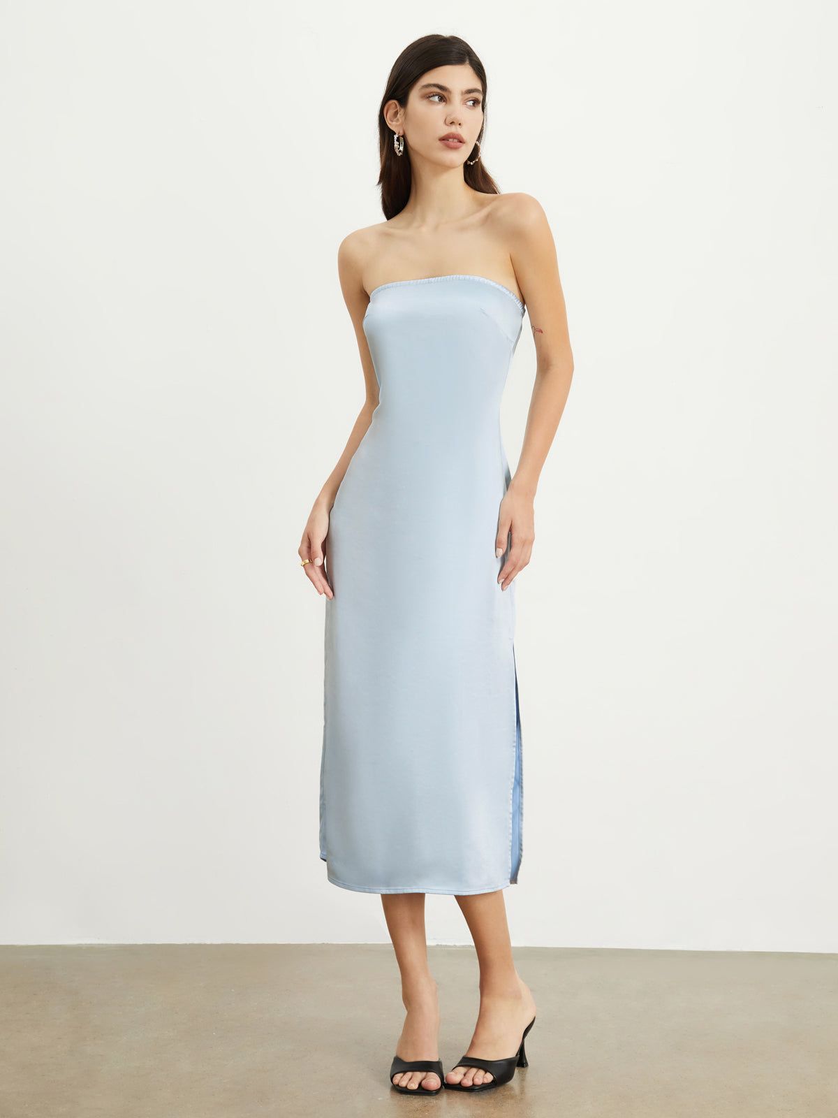 Aegean Satin Tube Midi Dress sold by COMMENSE product image thumbnail 5