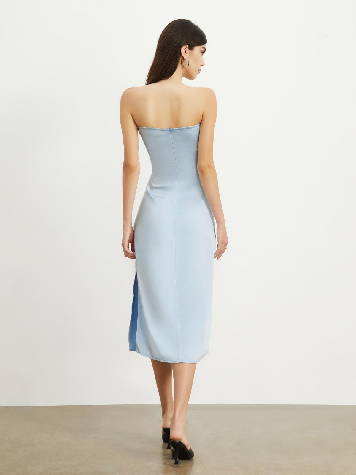 Aegean Satin Tube Midi Dress sold by COMMENSE product image thumbnail 3
