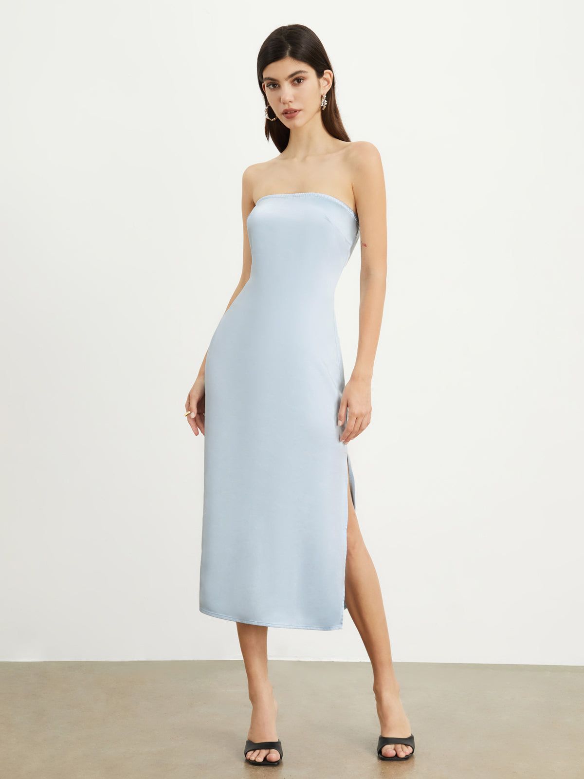 Aegean Satin Tube Midi Dress sold by COMMENSE product image thumbnail 4