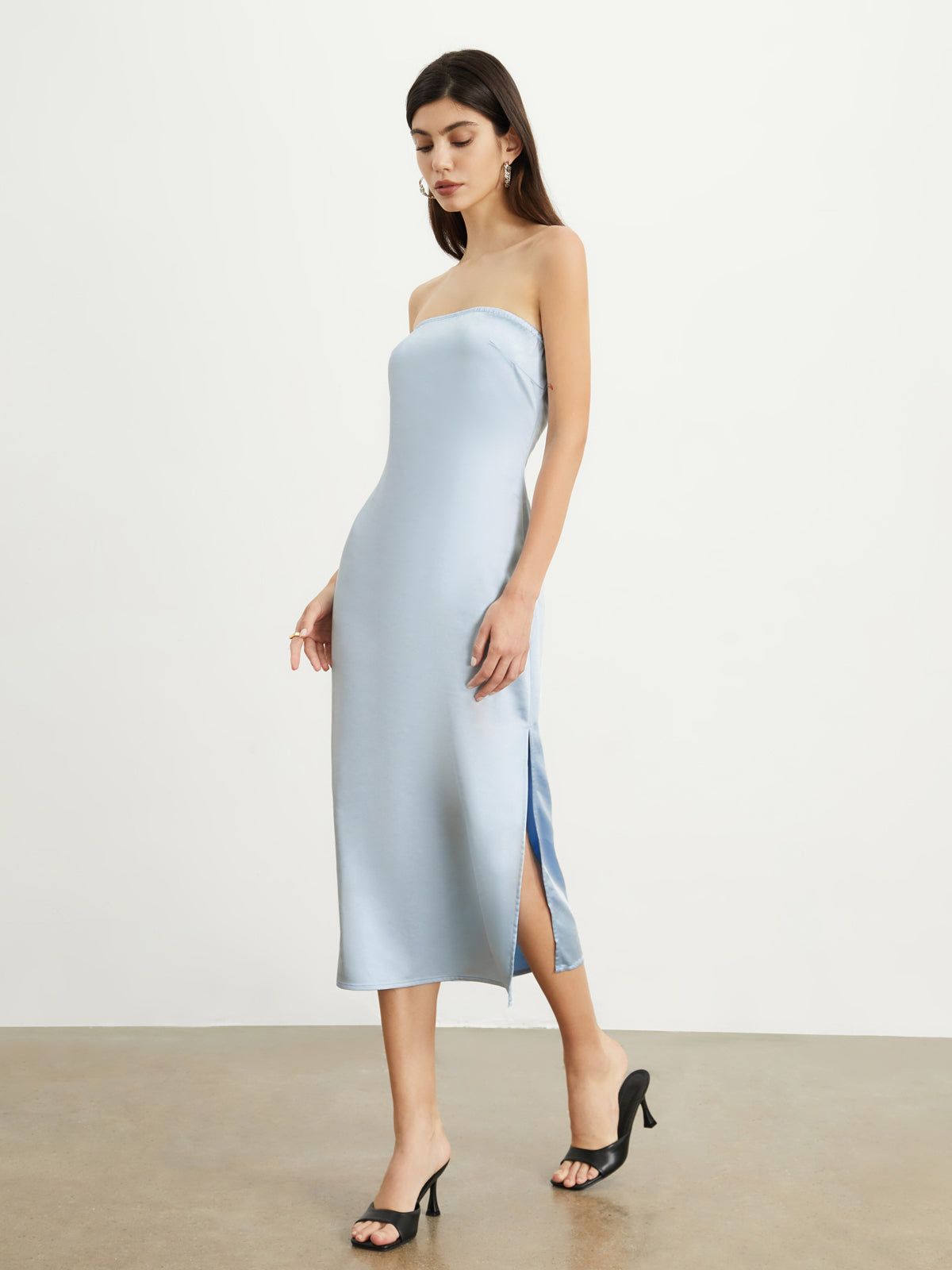 Aegean Satin Tube Midi Dress sold by COMMENSE