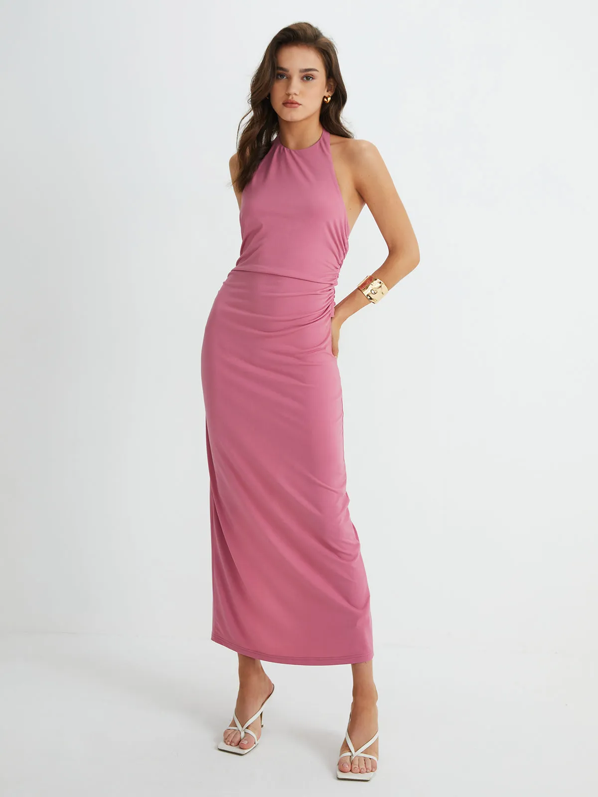 Backless Halter Slim Long Dress sold by COMMENSE product image thumbnail 4