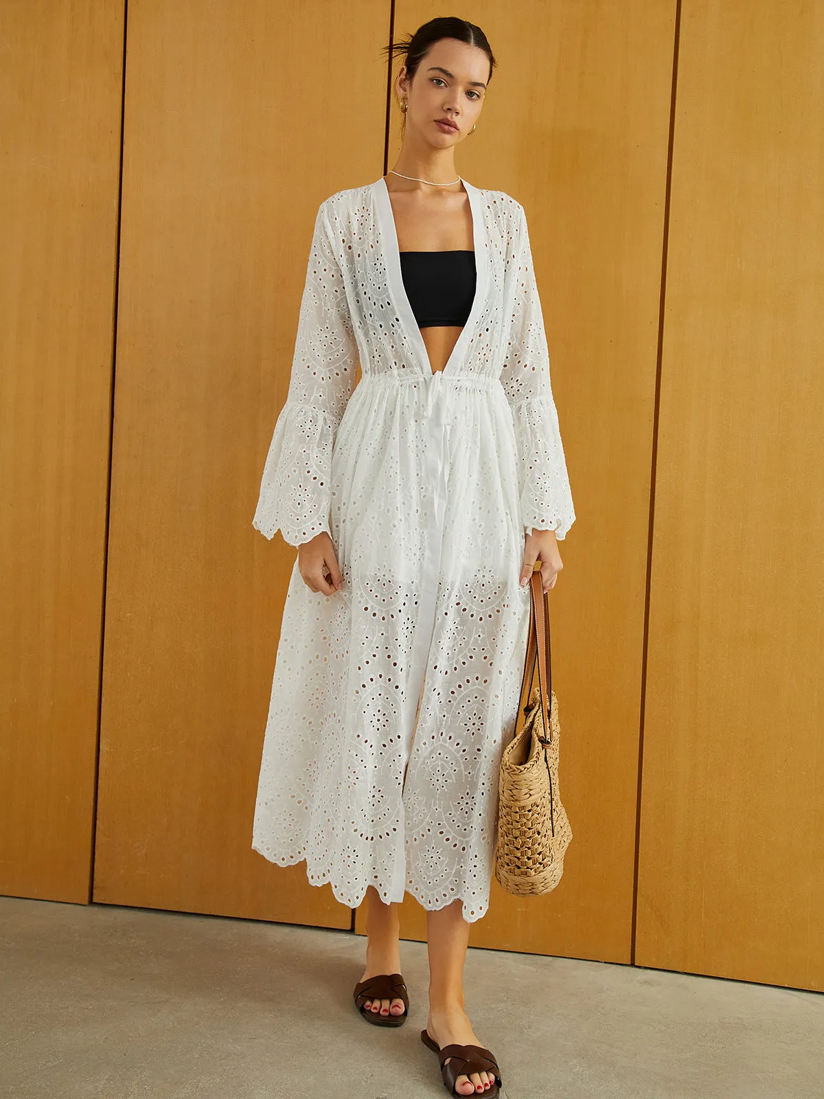 Ruffle Hem Embroidery Detail Midi Dress sold by COMMENSE product image thumbnail 4