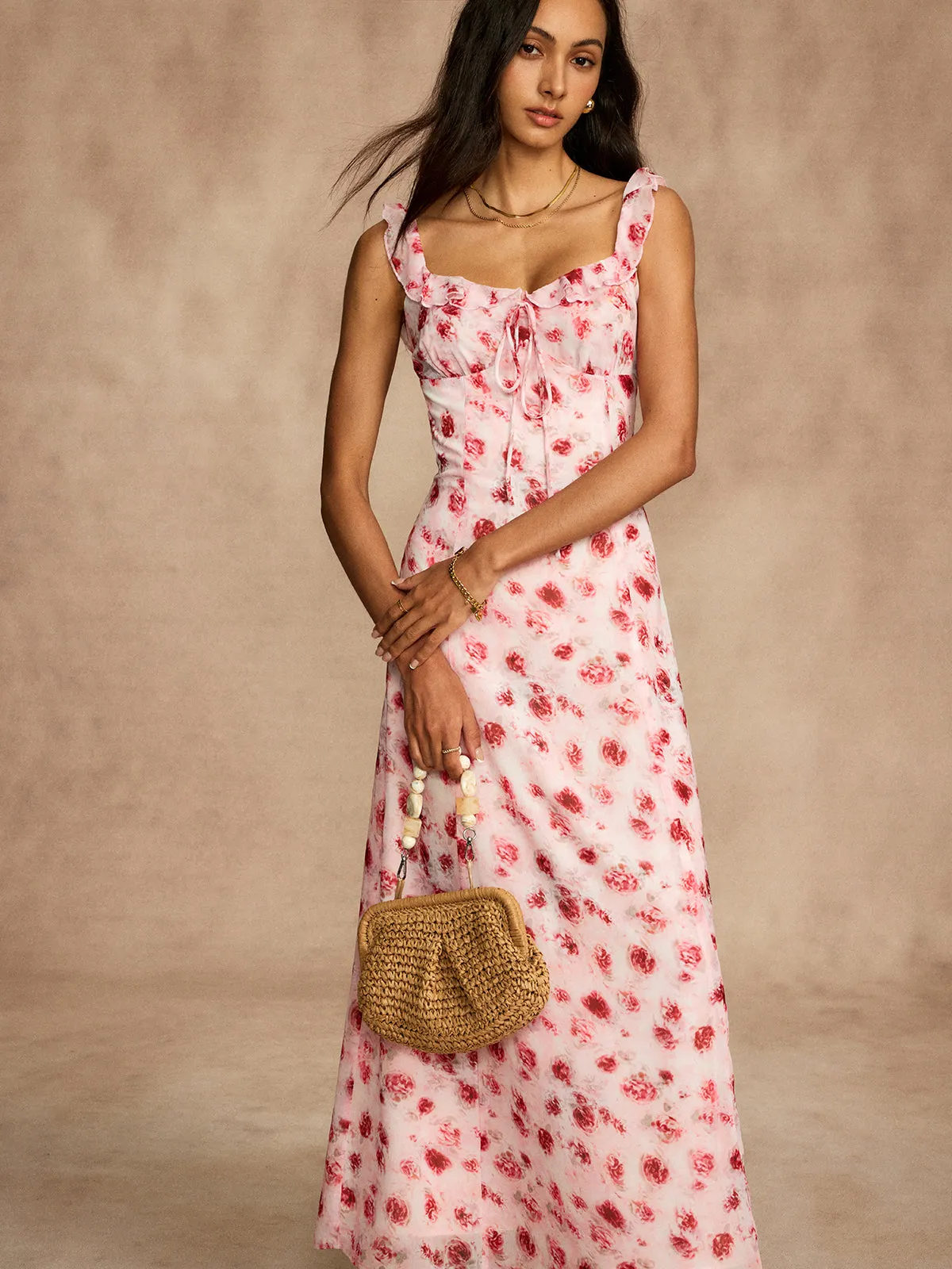 Printed Backless Tie Flowy Dress sold by COMMENSE product image thumbnail 2