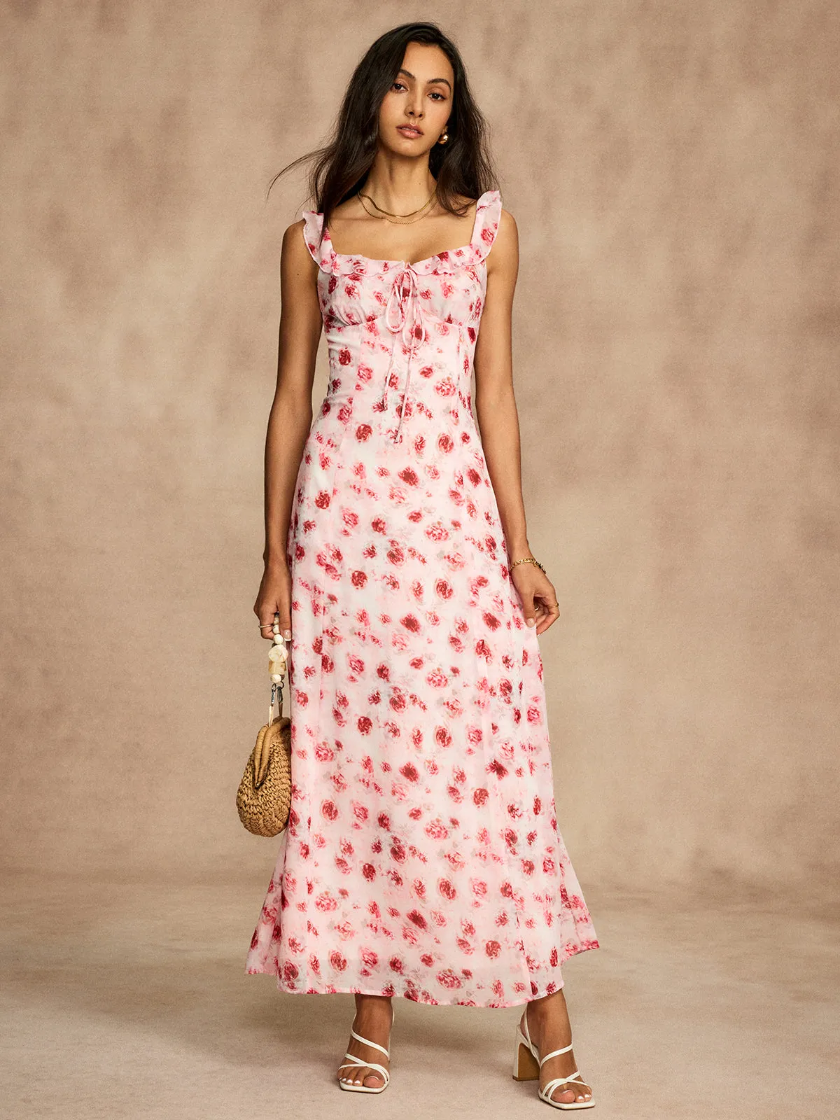 Printed Backless Tie Flowy Dress sold by COMMENSE product image thumbnail 4