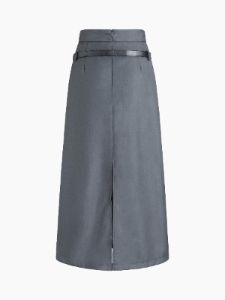 Belted Pleat Long Skirt sold by COMMENSE