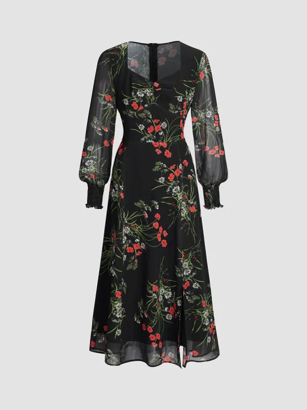Floretro Long Sleeve Midi Dress sold by COMMENSE