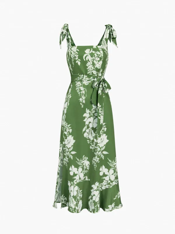 Tied Floral Long Dress sold by COMMENSE