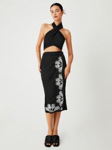 Cross Over Halter Open Back Tied Crop Top sold by COMMENSE