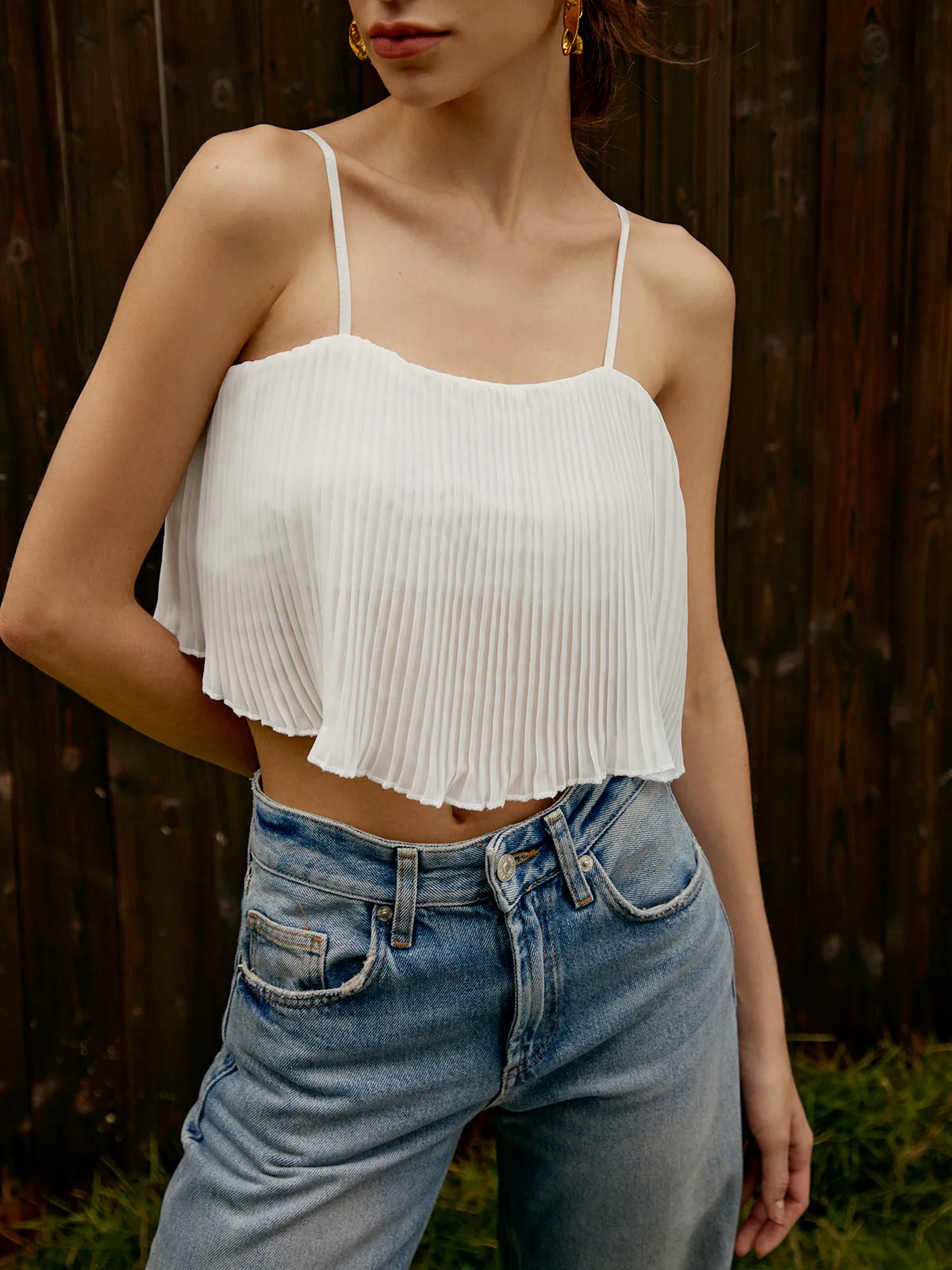 Solid Pleated Cami Top sold by COMMENSE product image thumbnail 2