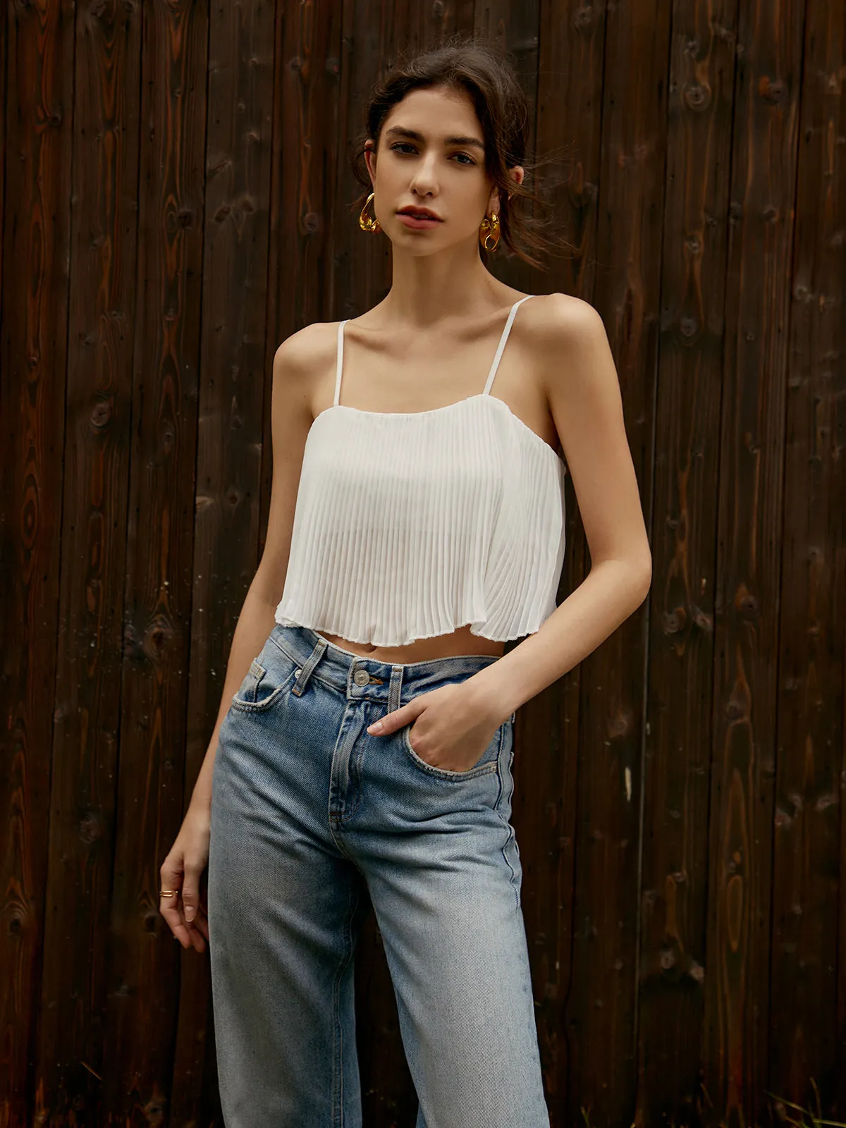 Solid Pleated Cami Top sold by COMMENSE product image thumbnail 4