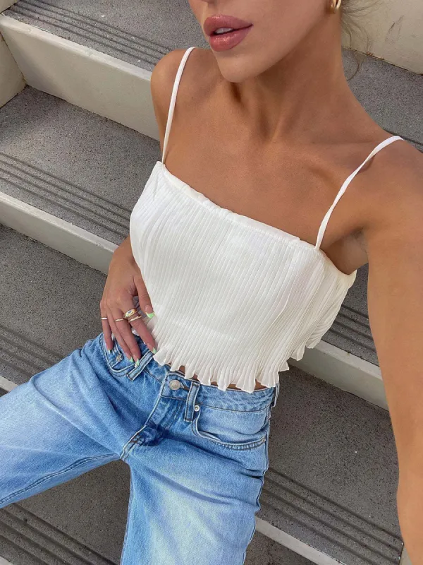 Solid Pleated Cami Top sold by COMMENSE