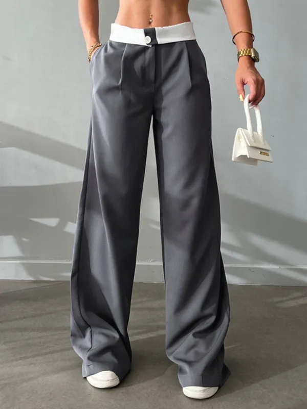 Boho Reversible Waistband Wide Leg Pants made by COMMENSE