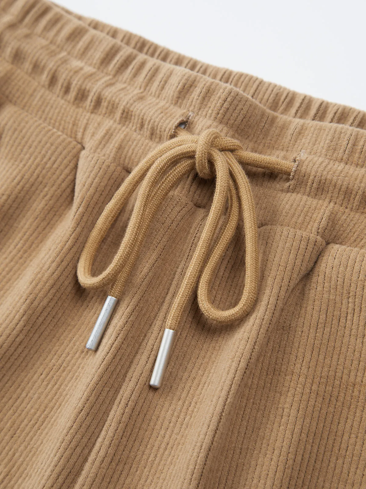 Camel Drawstring Ribbed Wide Leg Pants sold by COMMENSE product image thumbnail 3