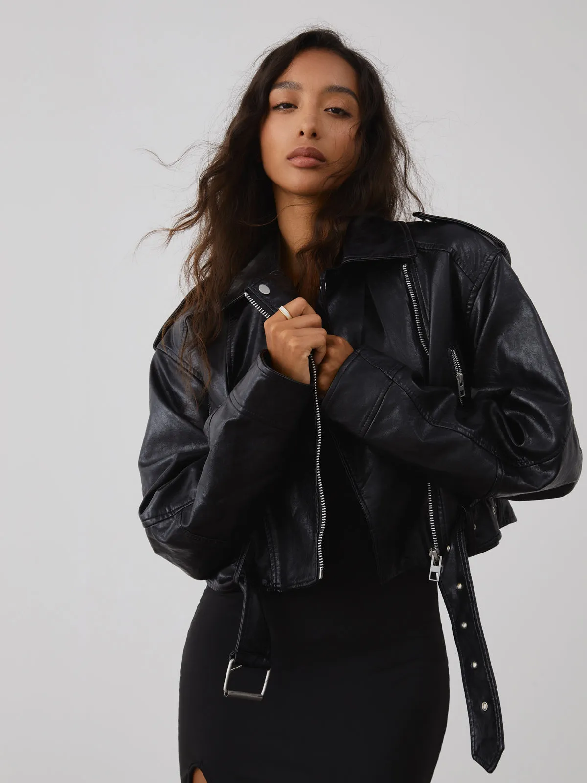 City Walk Faux Leather Jacket sold by COMMENSE product image thumbnail 3