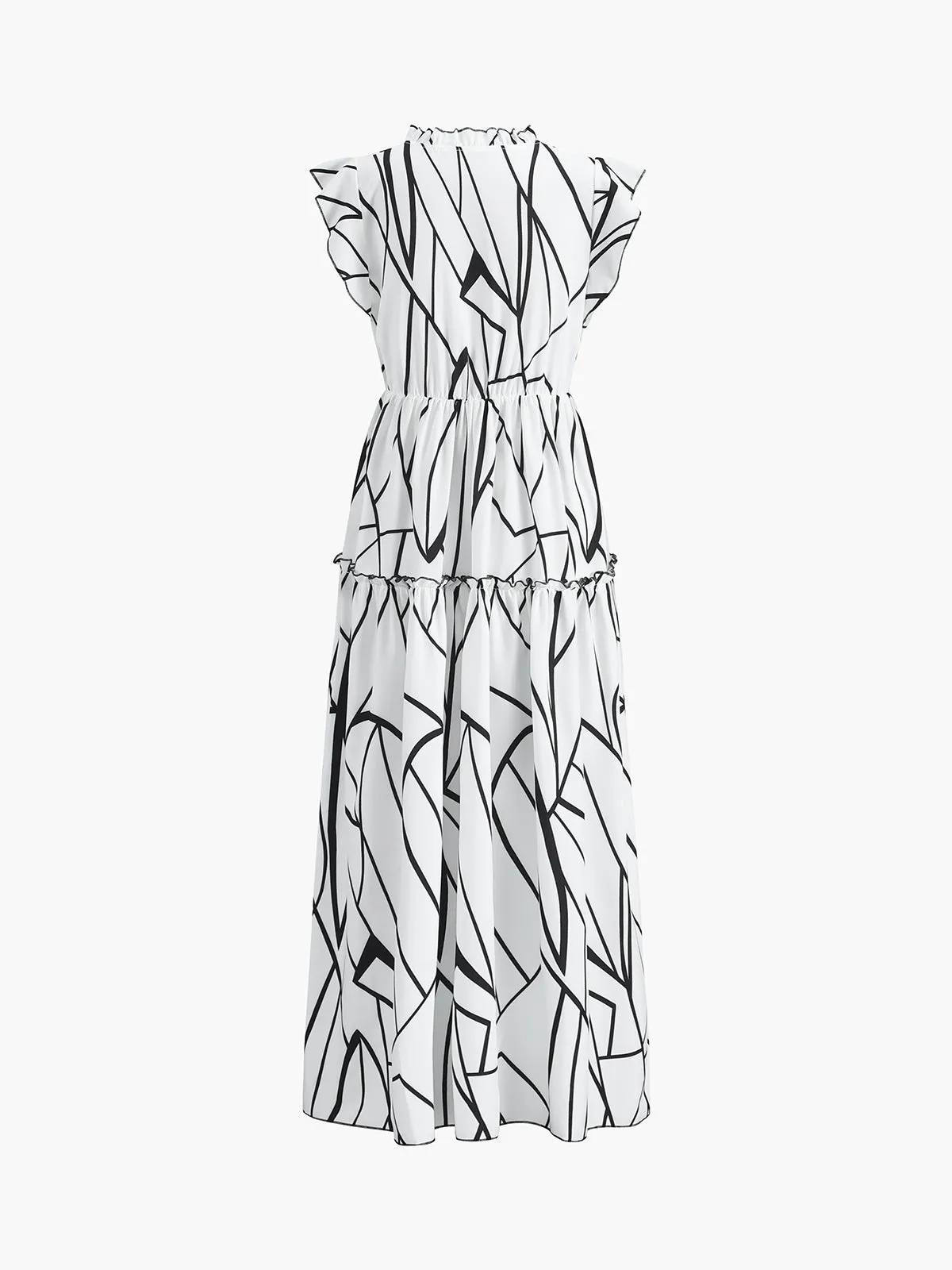 Abstract Lines Print Sleeveless Maxi Dress sold by COMMENSE product image thumbnail 2