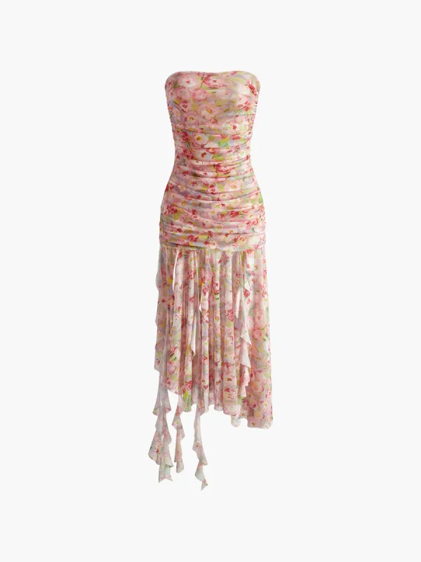 Romance Mesh Ruffle Tube Dress sold by COMMENSE