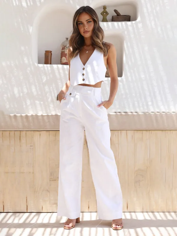 Cotton Straight Leg Pants sold by COMMENSE