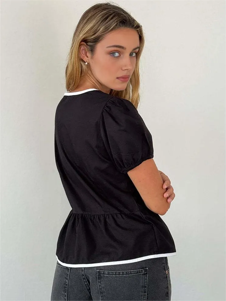 Contrast Binding Bow Decor Knotted Shirt sold by COMMENSE product image thumbnail 5