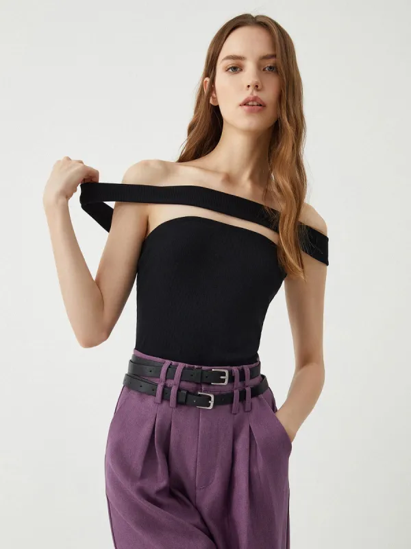 Solid Cutout Backless Top sold by COMMENSE