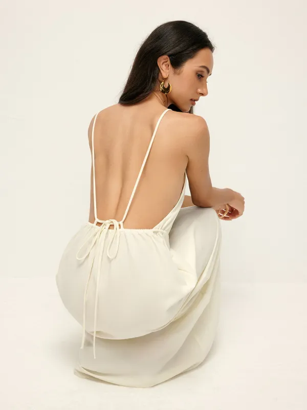 Minimalist Tie Open Back Cami Dress sold by COMMENSE