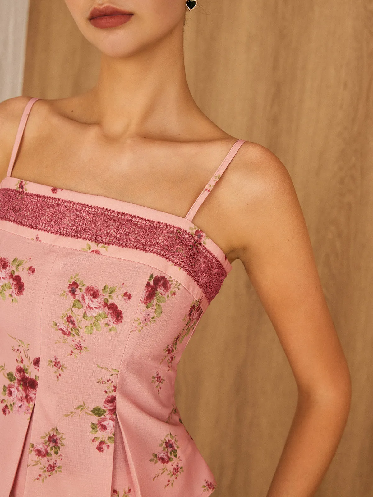 Floral Lace Trim Cami Top sold by COMMENSE product image thumbnail 2