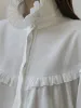 Lapel Lettuce Trim Lantern Sleeves Shirt sold by COMMENSE