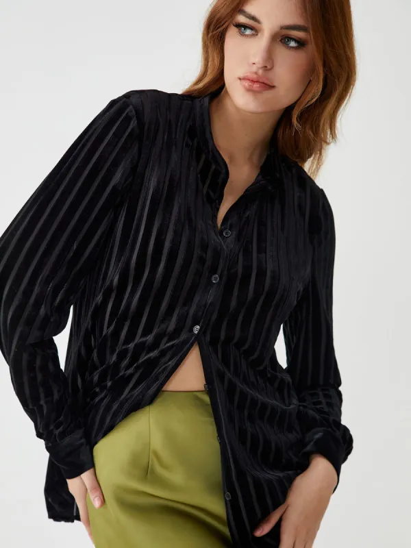 Stripe Long Sleeve Shirt sold by COMMENSE