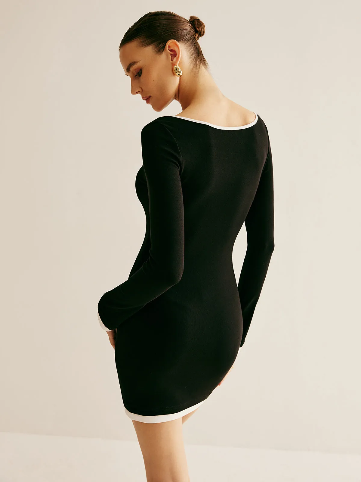 Square Collar Drawstring Knit Dress sold by COMMENSE product image thumbnail 3