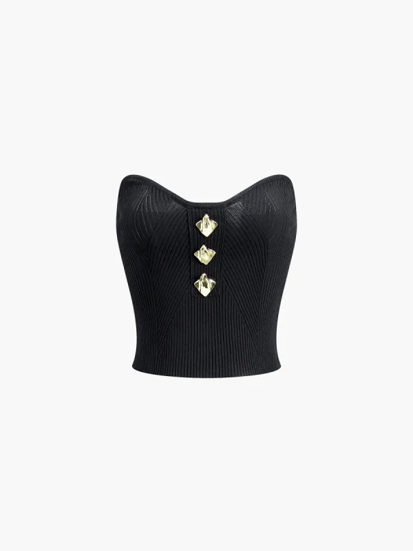 Metallic Decor Rib Tube Top sold by COMMENSE