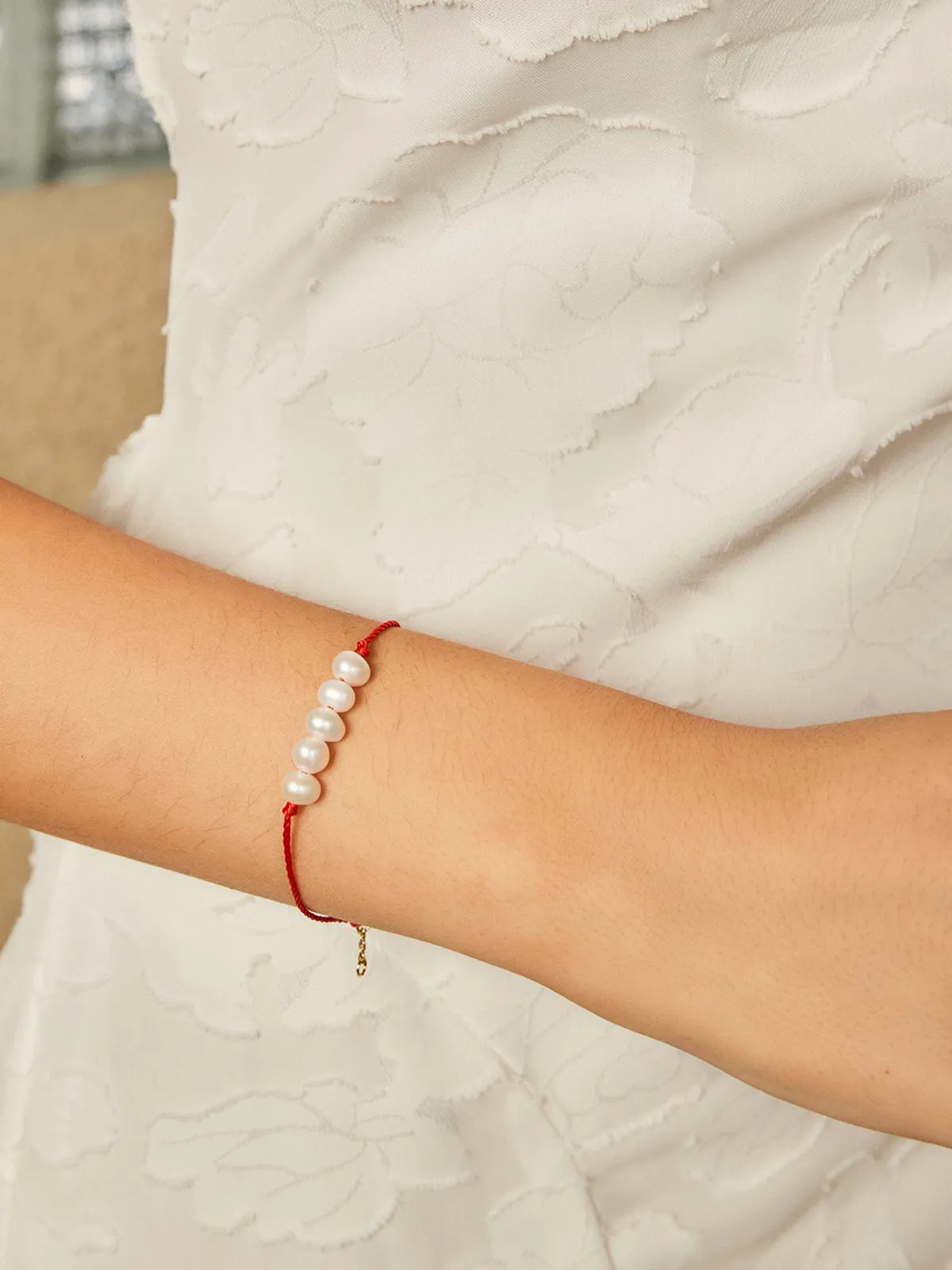 Pearl Beaded Red String Lucky Bracelet sold by COMMENSE product image thumbnail 3