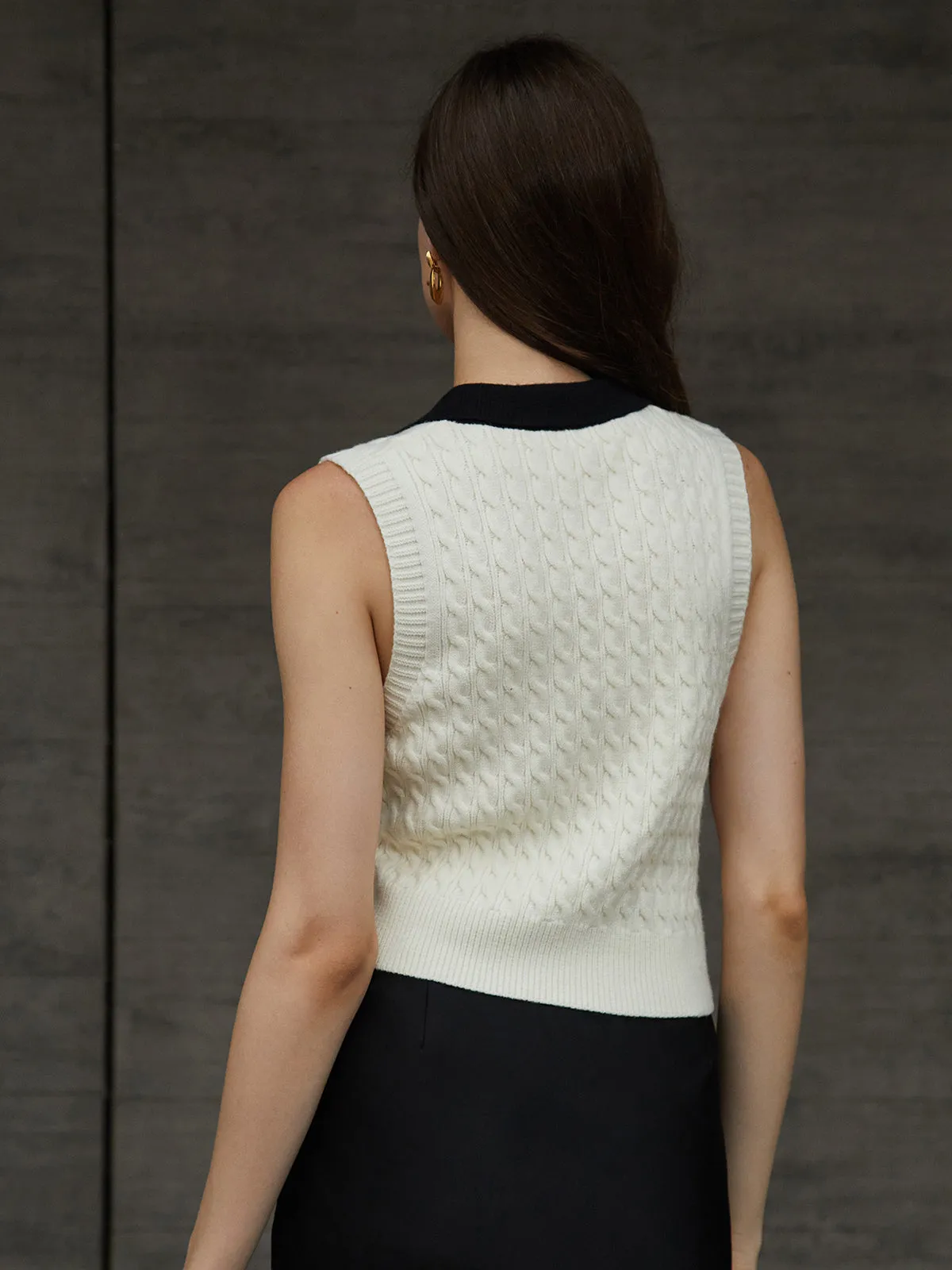 Contrast Binding Textured Sweater Vest sold by COMMENSE product image thumbnail 5