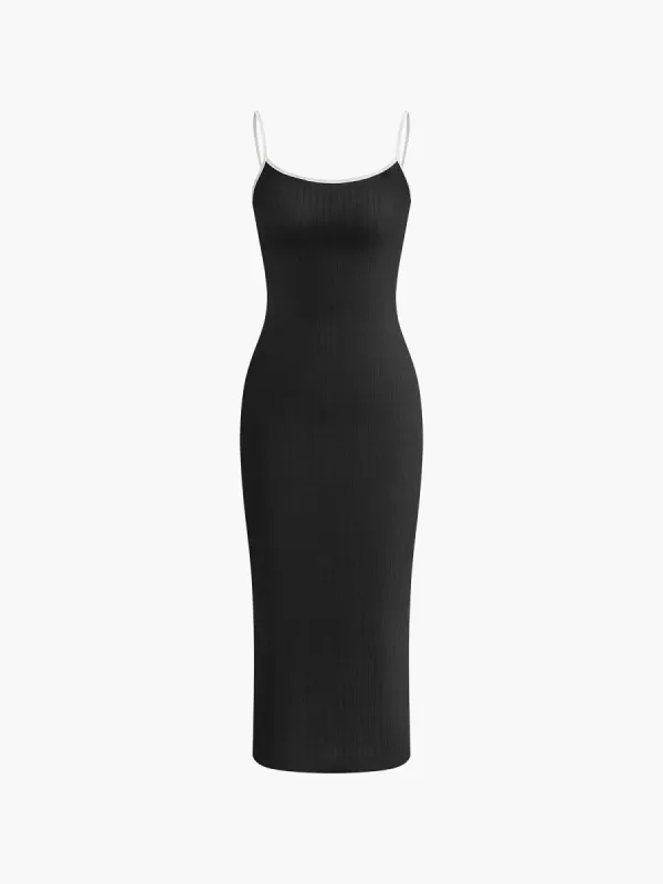 Contrast Trim Square Neck Cami Dress sold by COMMENSE