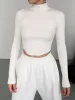 Knit Rib Long Sleeve Mock Neck Crop Top sold by COMMENSE