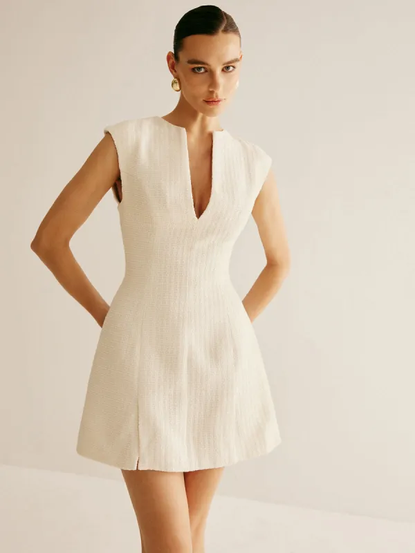 Piping Zipper Tweed Short Dress sold by COMMENSE