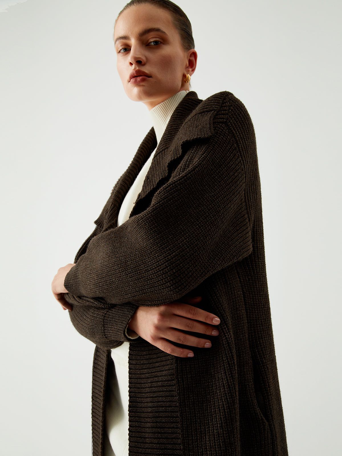 Longline Open Collar Cardigan sold by COMMENSE product image thumbnail 4