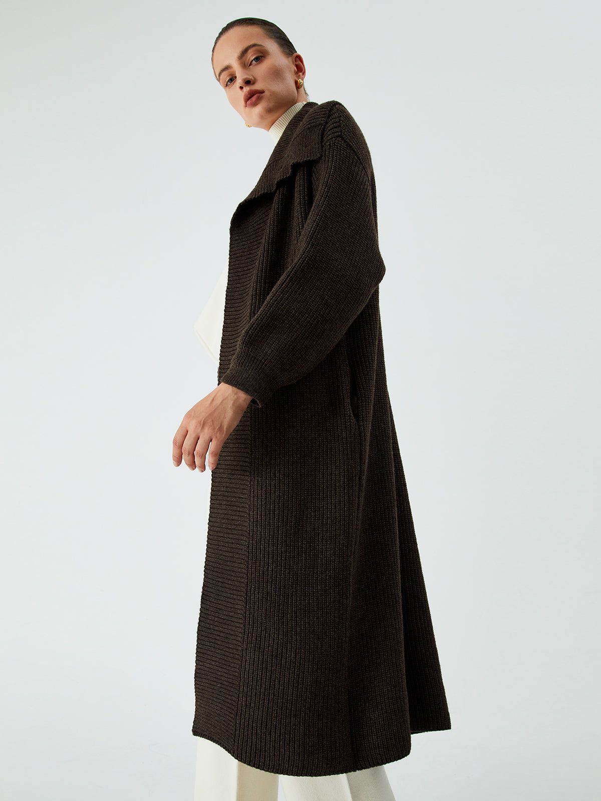 Longline Open Collar Cardigan sold by COMMENSE