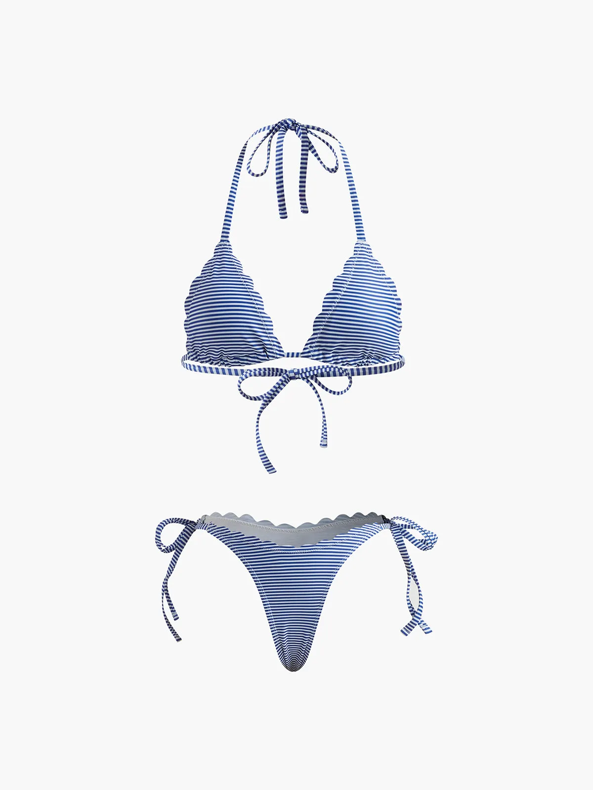 Halter Striped Removable Pads Bikini Set sold by COMMENSE