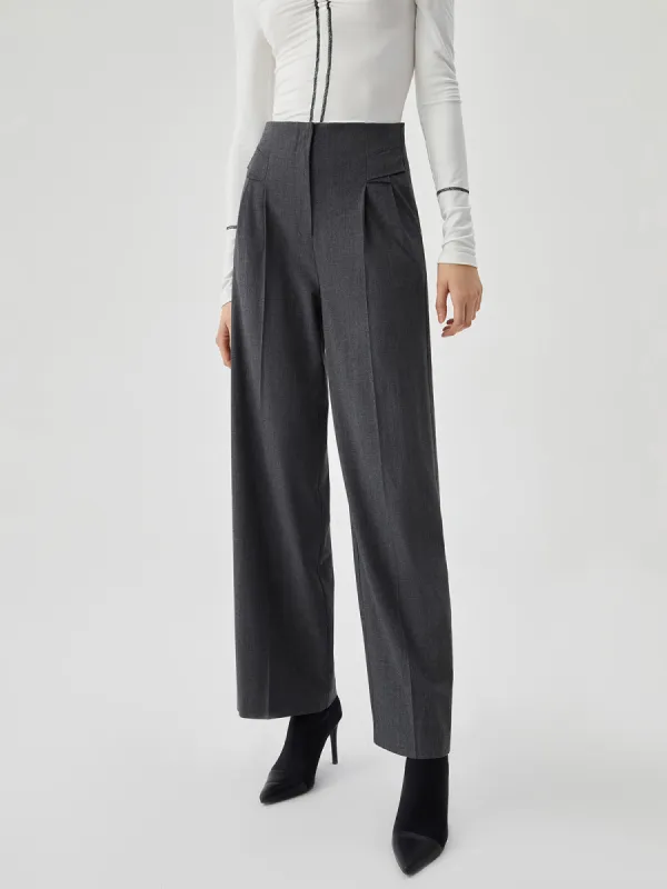 Pocket Pleated Straight Leg Dress Pants sold by COMMENSE