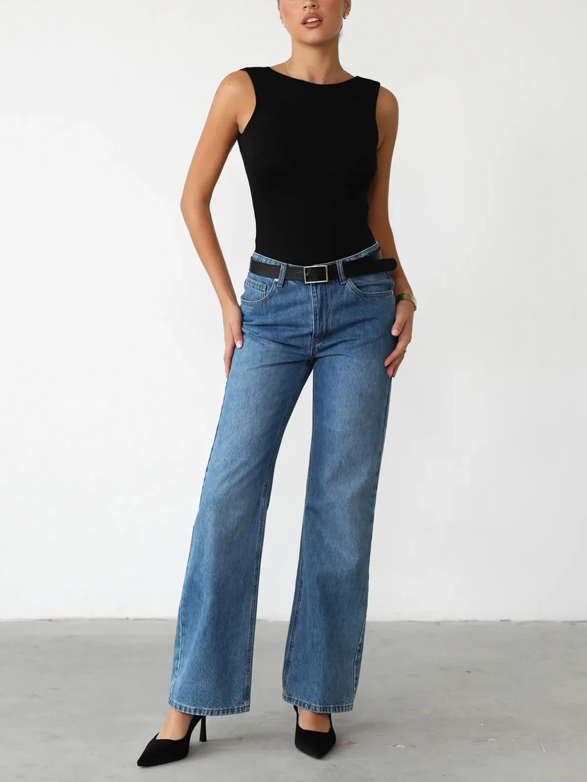 Slinky Open Back Sleeveless Bodysuit sold by COMMENSE product image thumbnail 2