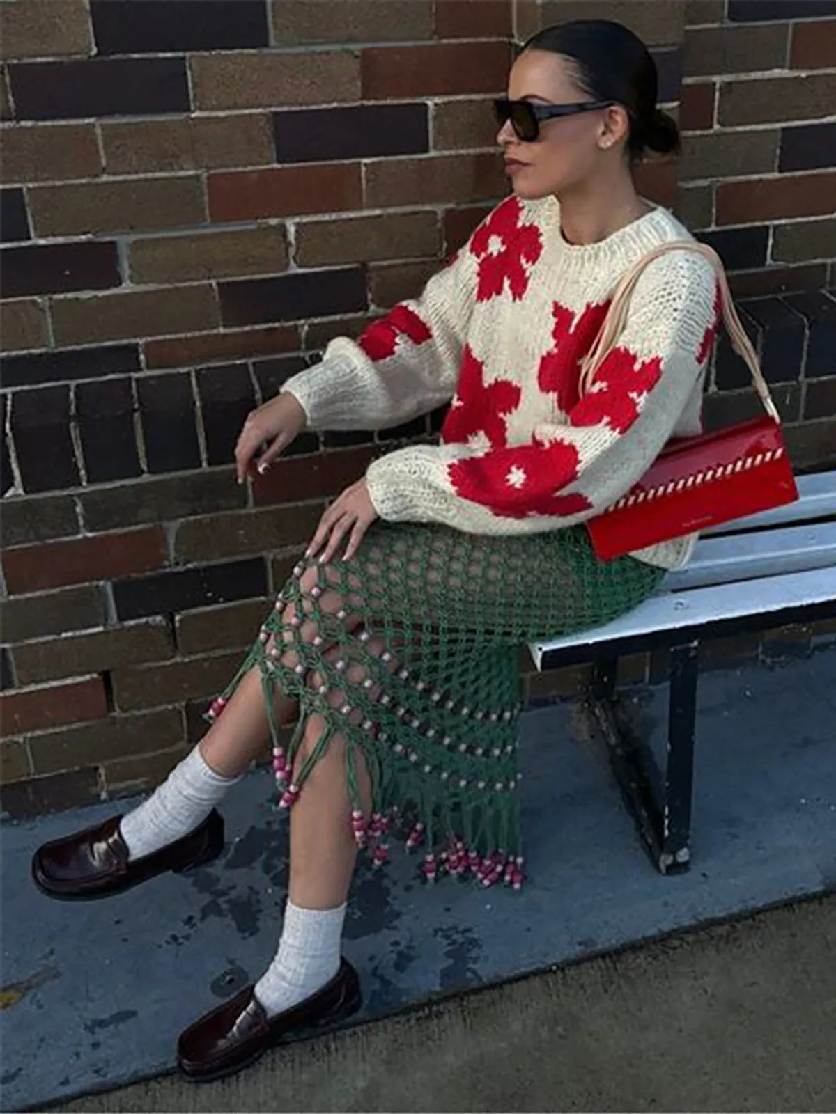 Crew Neck Flower Mechanism Knitting Top sold by COMMENSE product image thumbnail 5