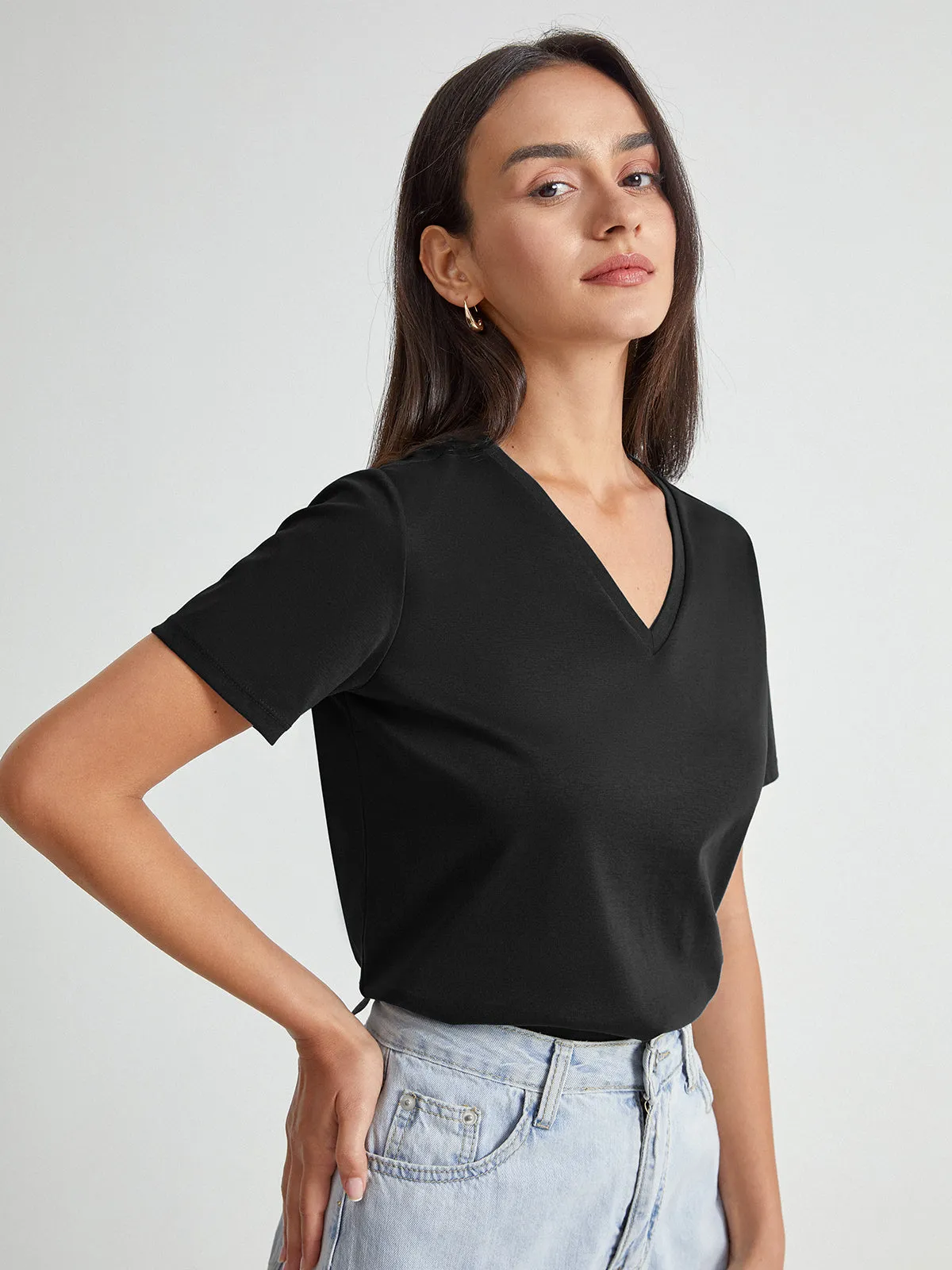 Basic Everyday V-Neck T-Shirt sold by COMMENSE product image thumbnail 4
