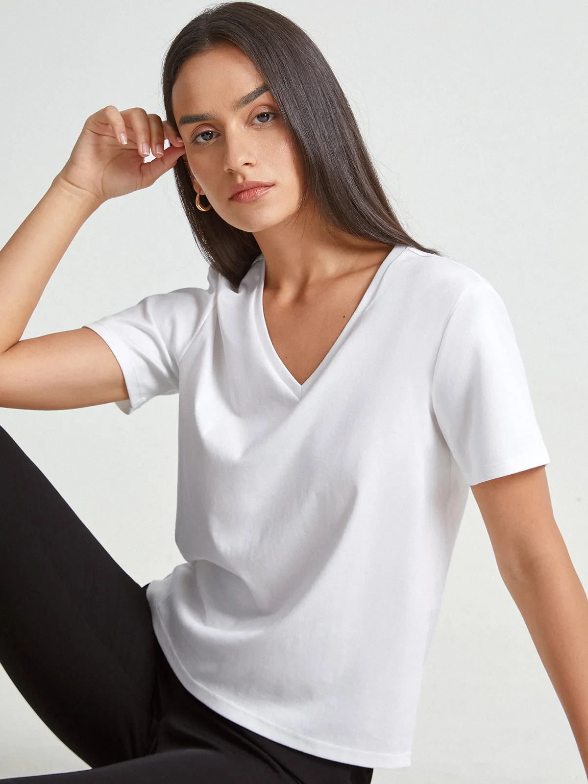 Basic Everyday V-Neck T-Shirt sold by COMMENSE