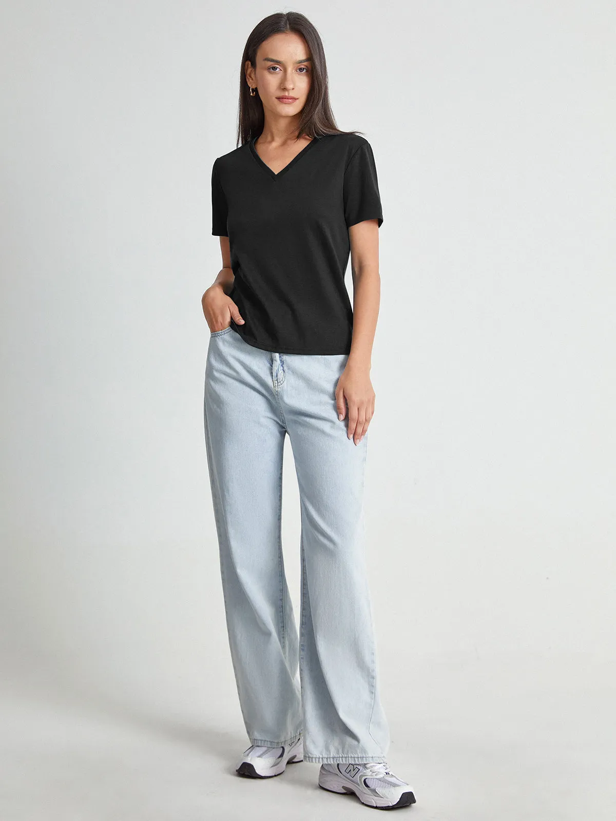 Basic Everyday V-Neck T-Shirt sold by COMMENSE product image thumbnail 3