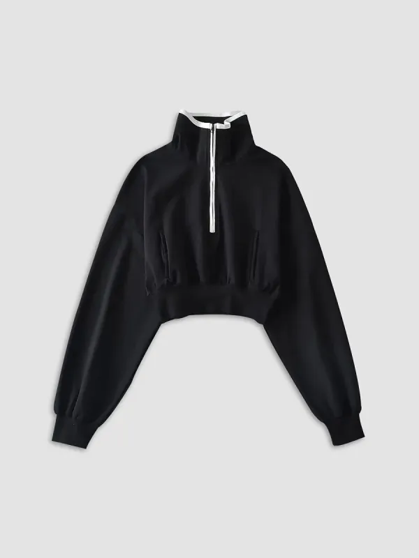 Zip Up Cropped Sweatshirt sold by COMMENSE
