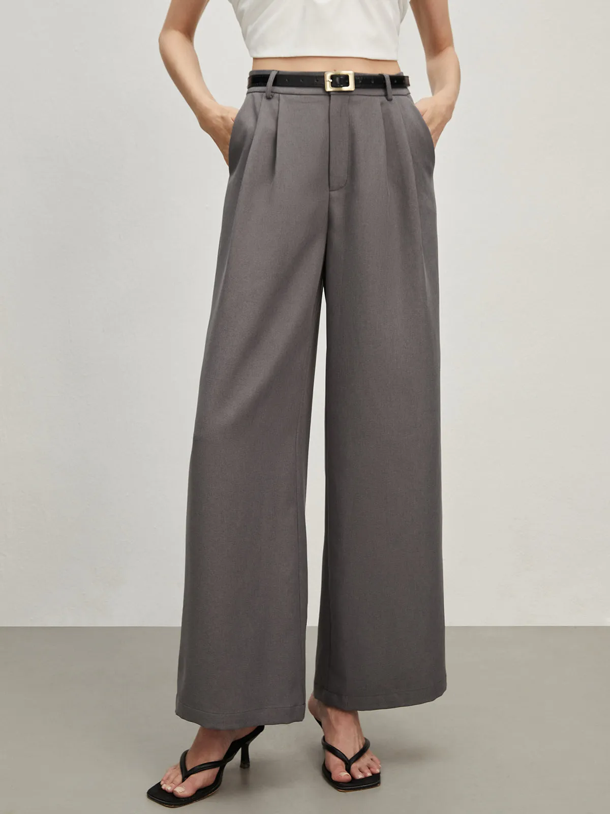 Solid Wide Leg Pants sold by COMMENSE