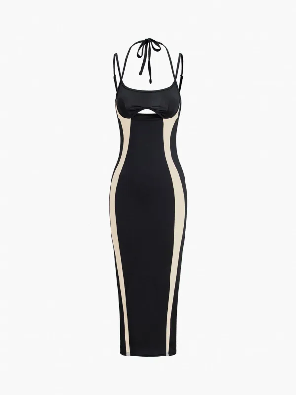 Two Tone Halter Midi Dress sold by COMMENSE