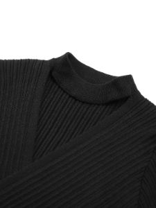 Cutout Criss Cross Long Sleeve Knit Top sold by COMMENSE